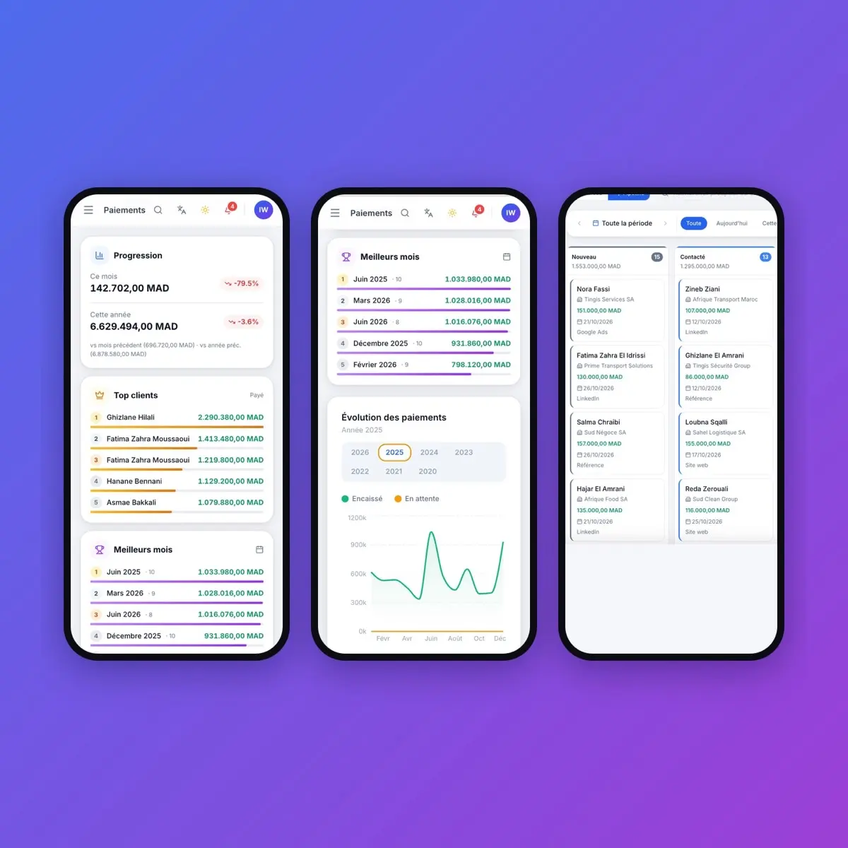 Interface mobile d’une application de gestion développée par NextGital